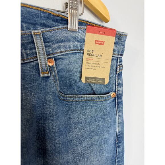 Levis 505 Mens Jeans Regular Fit Straight Leg 38X30 New - Picture 2 of 9